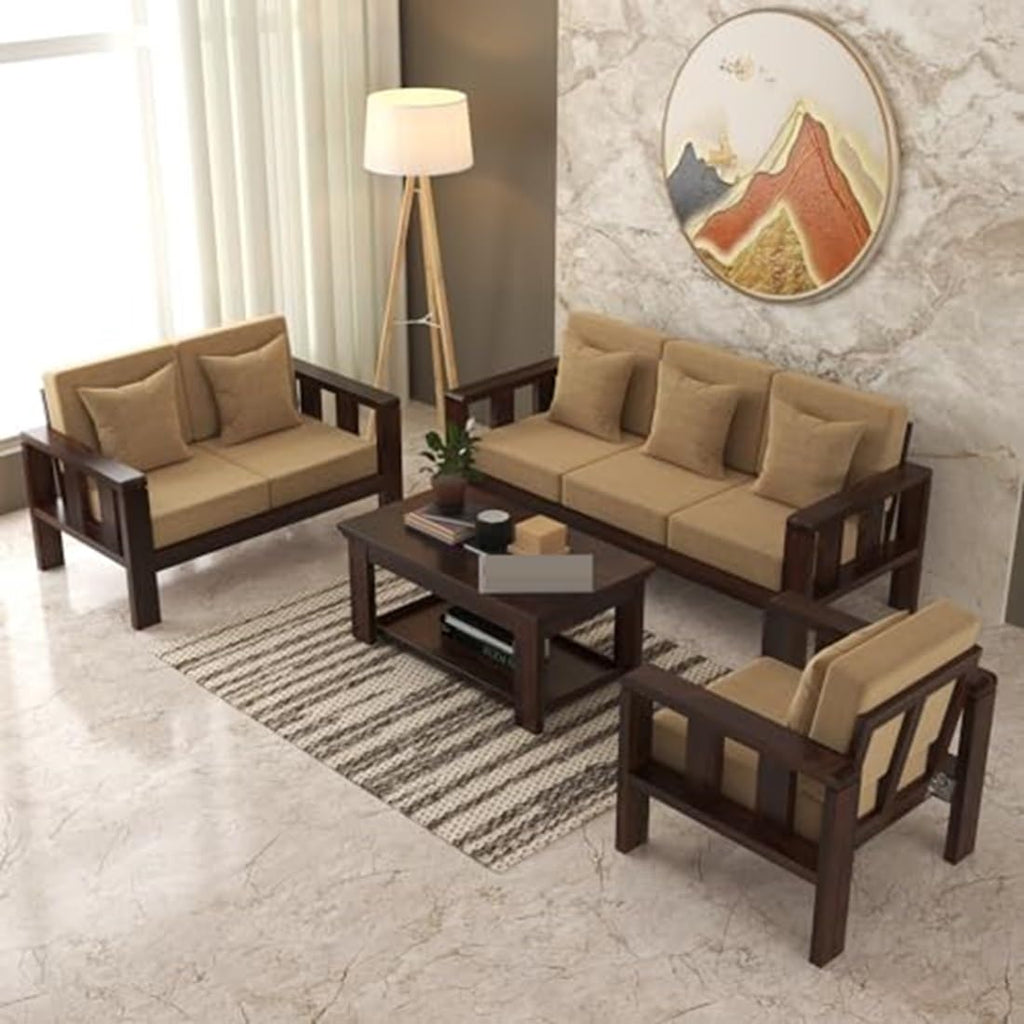 Premium Sheesham Wood Sofa Set (3+2+1 Seater)