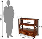 Solid Sheesham Wood Bookshelf with Drawer