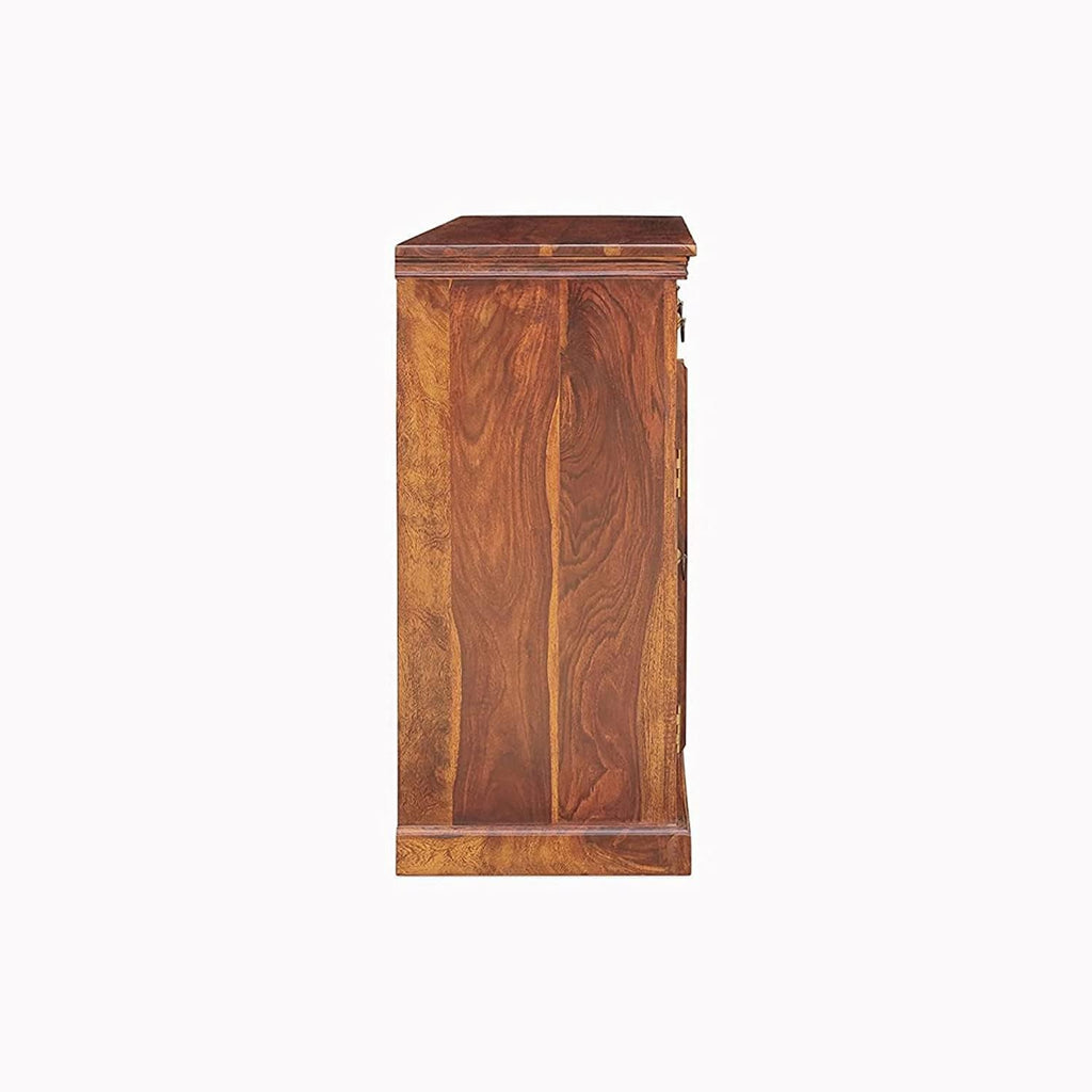 Solid Sheesham Wood Sideboard Cabinet with 3 Drawers & 3 Door Storage