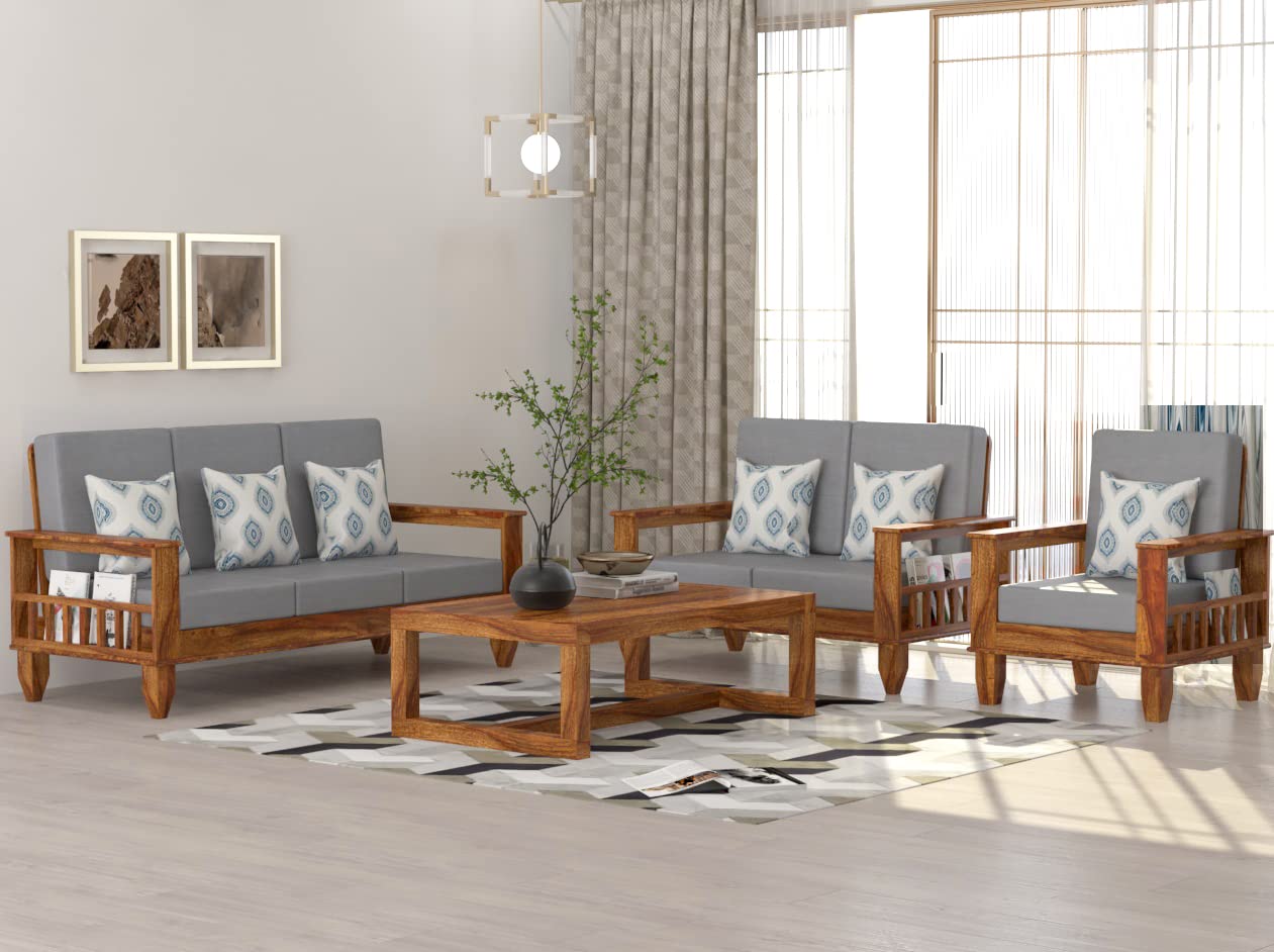 Solid Sheesham Wood Sofa Set (3+2+1 Seater)