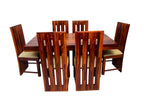 Premium Sheesham Wood 6 Seater Dining Table Set with Cushioned Chairs