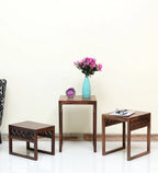 Solid Sheesham Wood Nesting Tables Set of 3