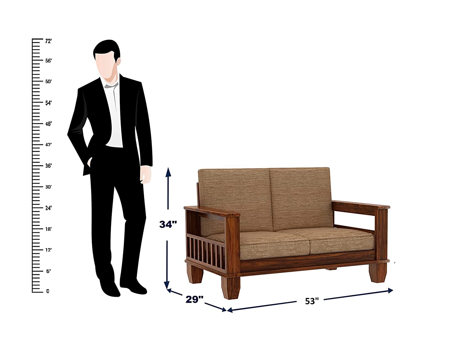 Solid Sheesham Wood Sofa Set (3+2 Seater) | Wooden Sofa