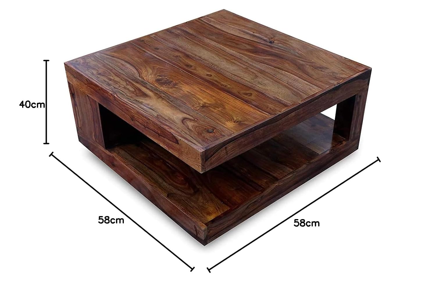 Square Center Table with Open Storage Shelf