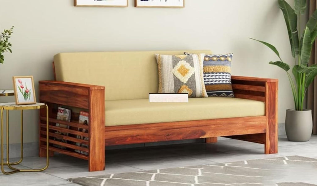 Solid Sheesham Wood 2 Seater Sofa Without Cushions