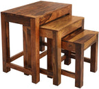 Solid Sheesham Wood Nesting Tables Set of 3