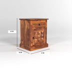 Solid Sheesham Wood Bedside Table with Drawer & Cabinet