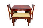 Sheesham Wood 4 Seater Dining Table Set | 2 Chairs + Bench