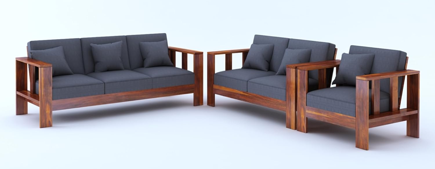 Premium Sheesham Wood Sofa Set (3+2+1 Seater)
