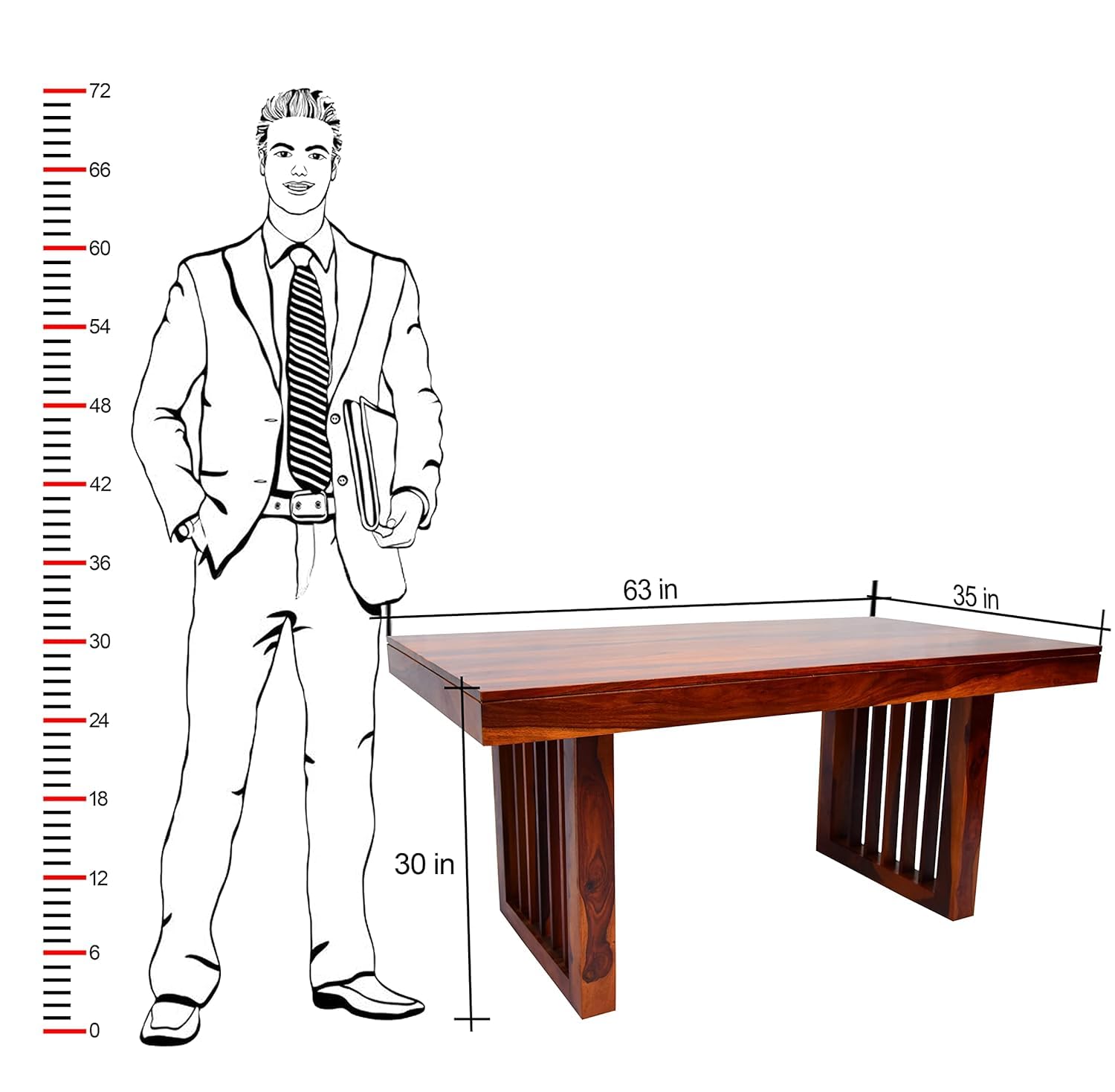 Sheesham Wood 6 Seater Dining Table Set