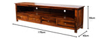 Solid Sheesham Wood TV Unit with 4 Drawers & Open Shelves