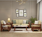 Solid Sheesham Wood 5 Seater Sofa Set | 3+1+1 Wooden Sofa