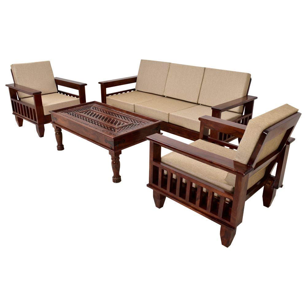 Solid Sheesham Wood 5 Seater Sofa Set |