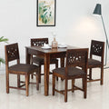 Sheesham Wood 4 Seater Dining Table Set | Carved Back Design Chairs |