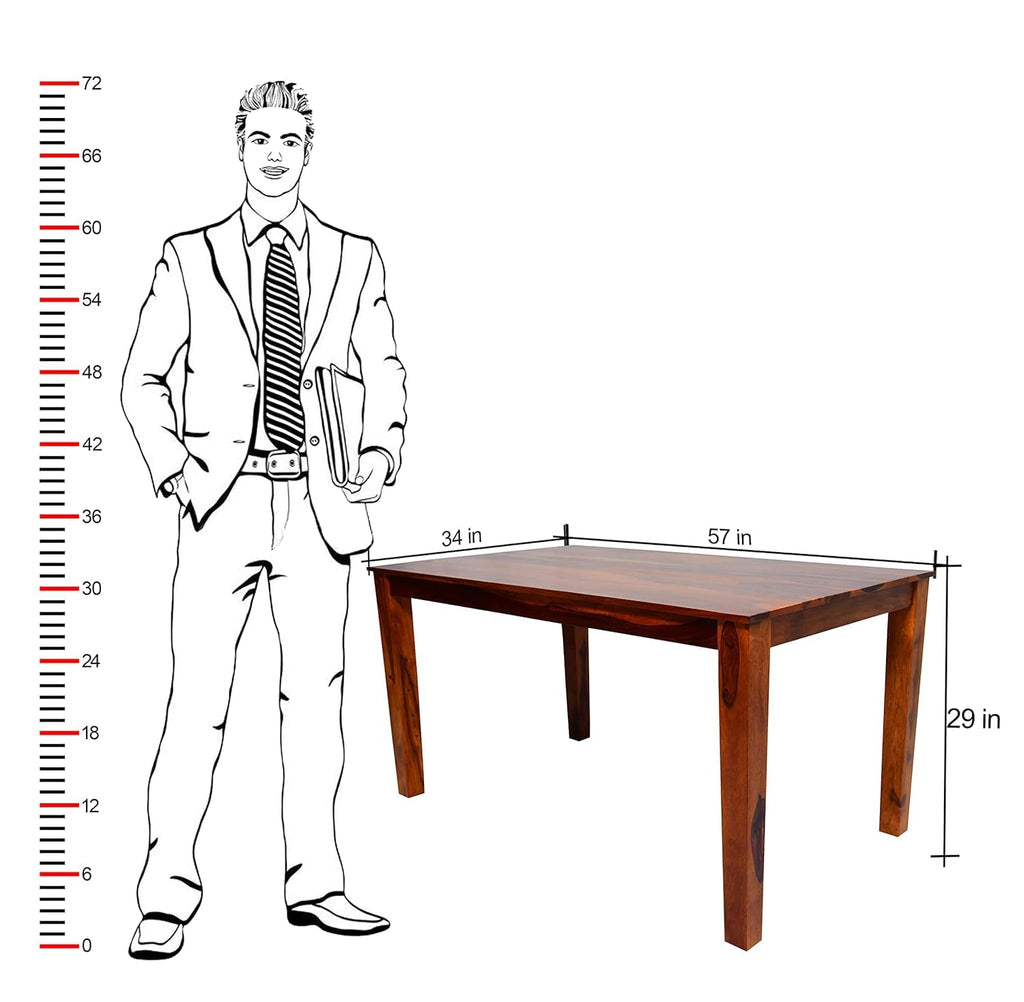 Solid Wood 6 Seater Dining Table Set with Chairs