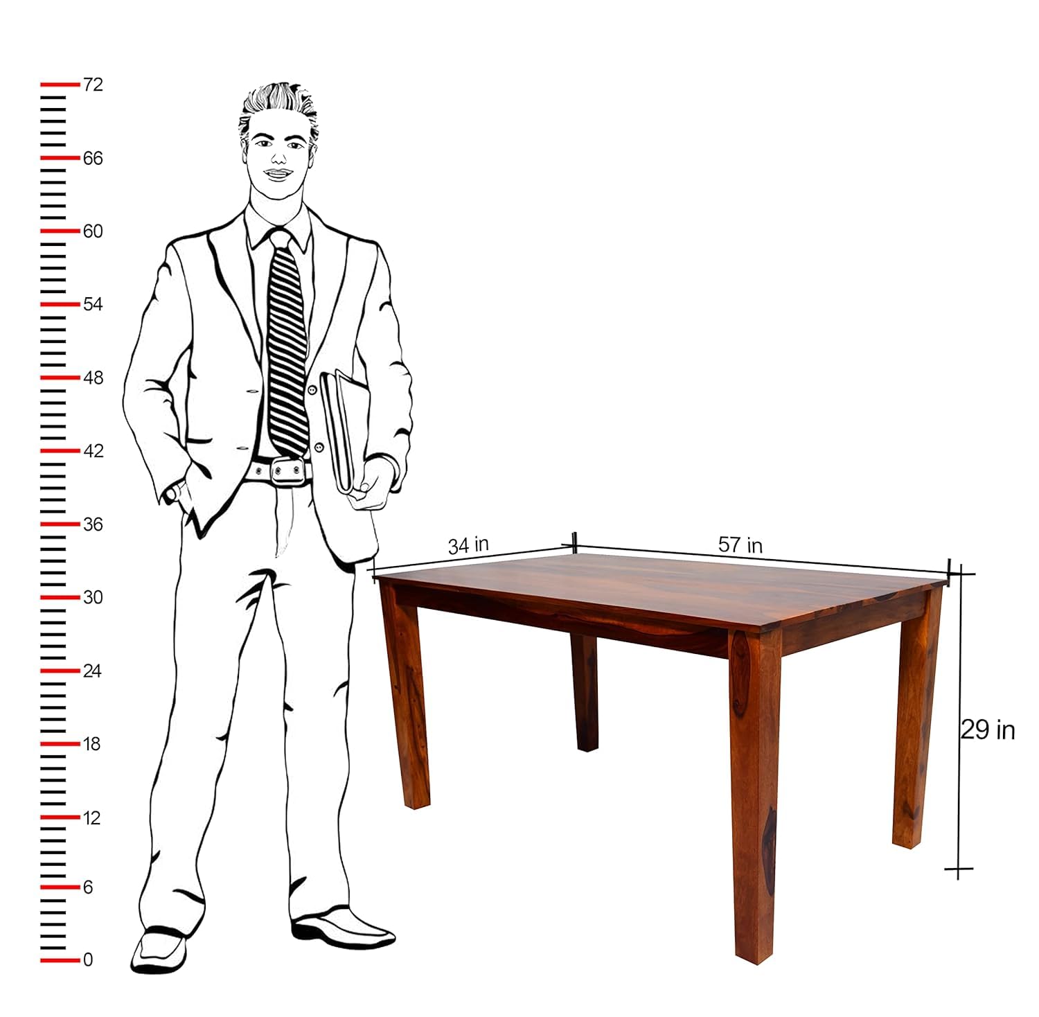 Solid Wood 6 Seater Dining Table Set with Chairs