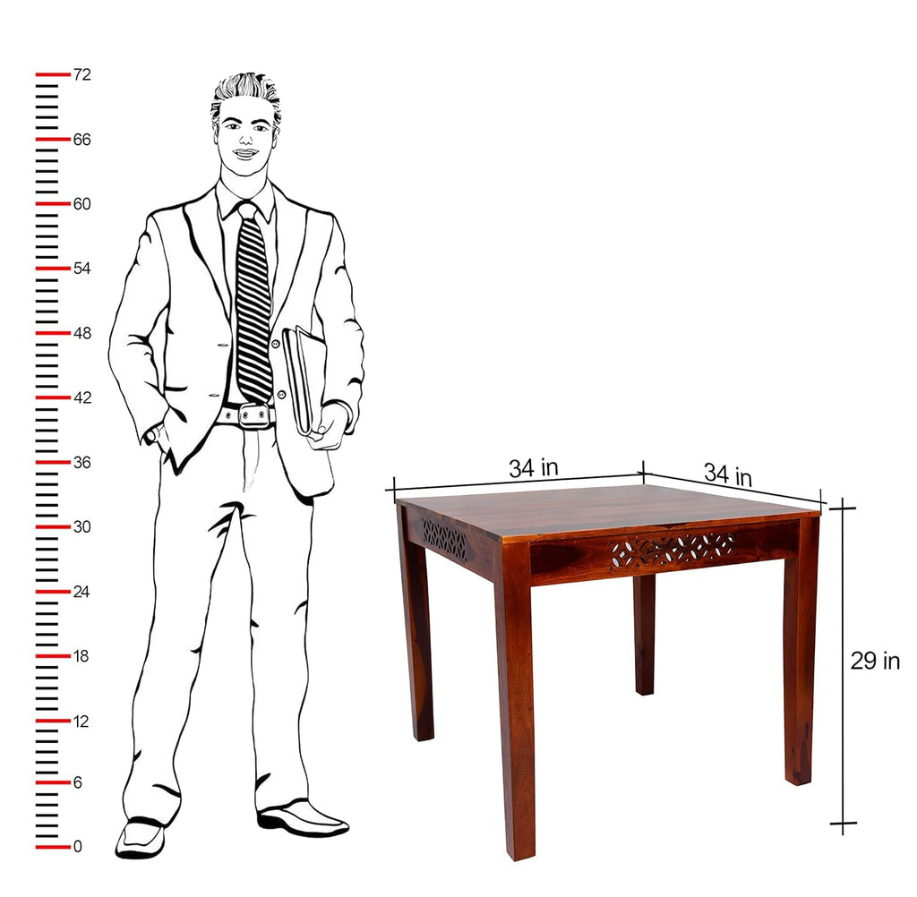 Sheesham Wood 4 Seater Dining Table Set | 2 Chairs + Bench