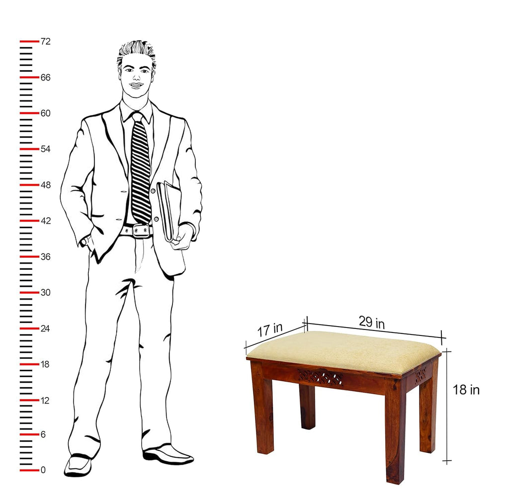 Sheesham Wood 4 Seater Dining Table Set | 2 Chairs + Bench
