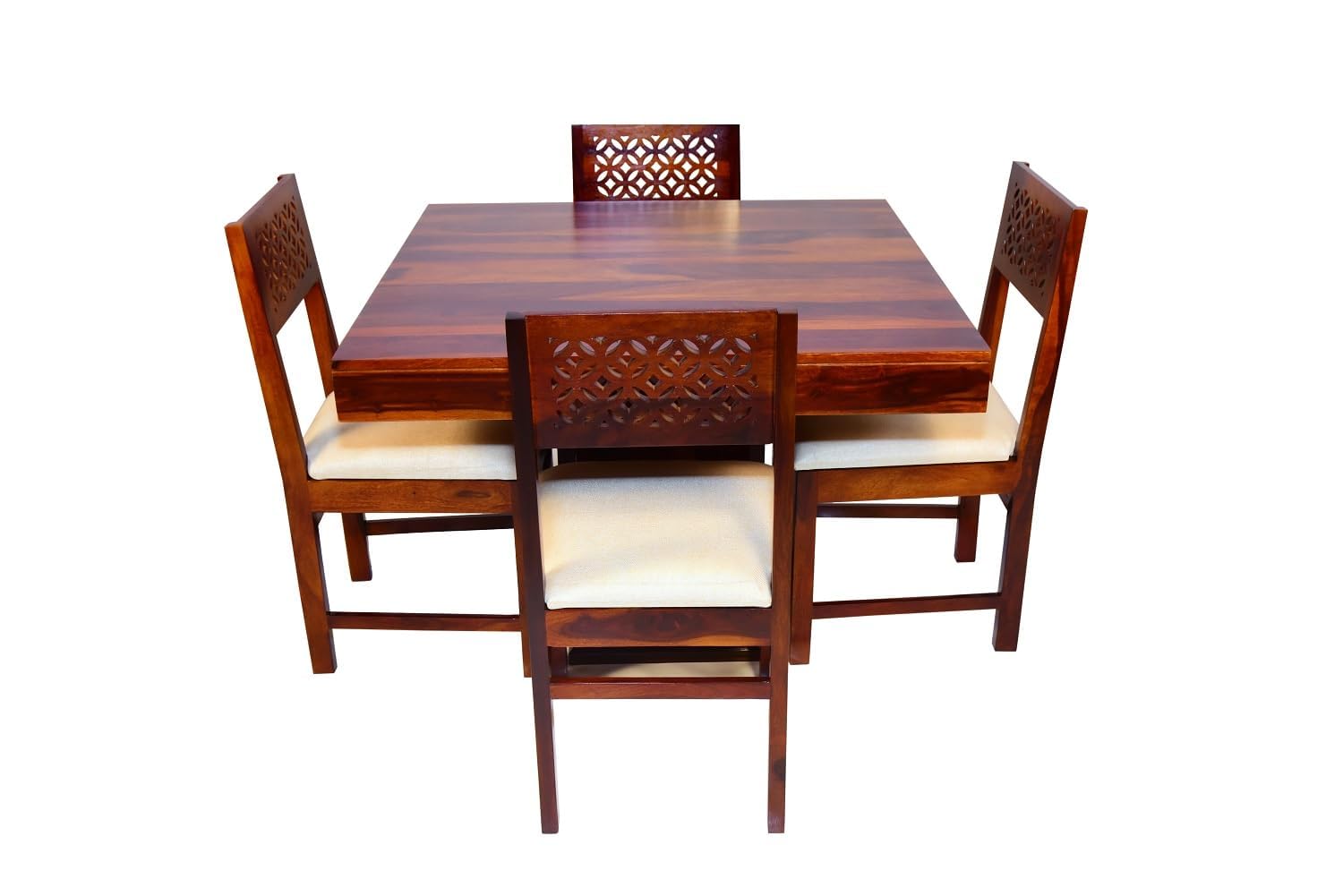Sheesham Wood 4 Seater Dining Table Set | Center Pedestal Base