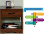 Solid Sheesham Wood Bedside Table with Drawer & Open Shelf