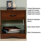 Solid Sheesham Wood Bedside Table with Drawer & Open Shelf