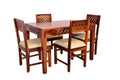 Sheesham Wood 4 Seater Dining Table Set | CNC Carved Design