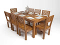 Sheesham Wood 8 Seater Dining Table Set with CNC Carved Back Chairs