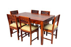 Solid Wood CNC Design 6 Seater Dining Table Set with Chairs
