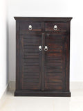 Solid Sheesham Wood Shoe Rack Cabinet with Drawer