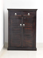 Solid Sheesham Wood Shoe Rack Cabinet with Drawer