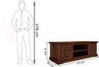 Solid Sheesham Wood TV Unit with Storage Cabinet & Open Shelf