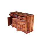 Solid Sheesham Wood Sideboard Cabinet with 3 Drawers & 3 Door Storage