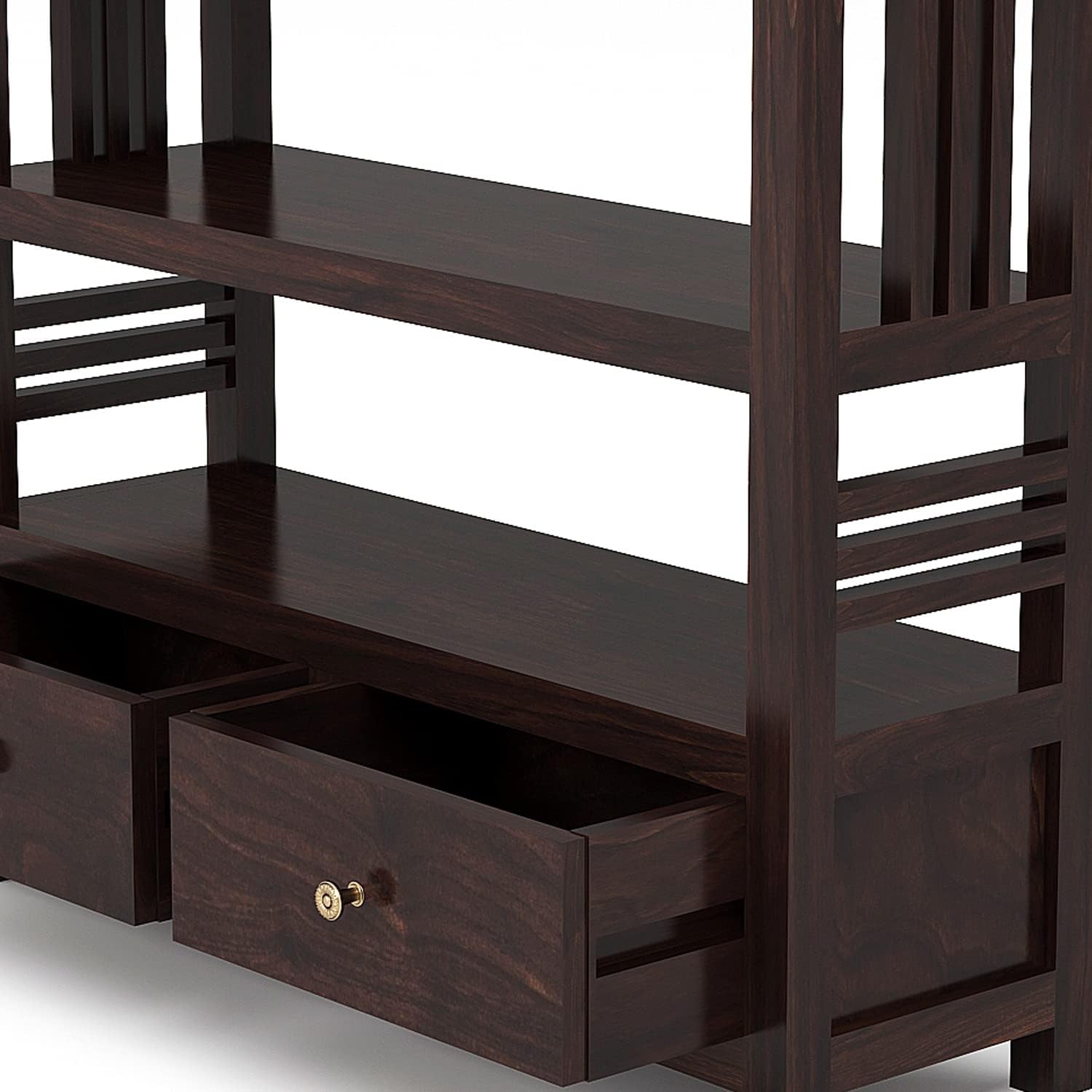 Solid Sheesham Wood Bookshelf with Drawer