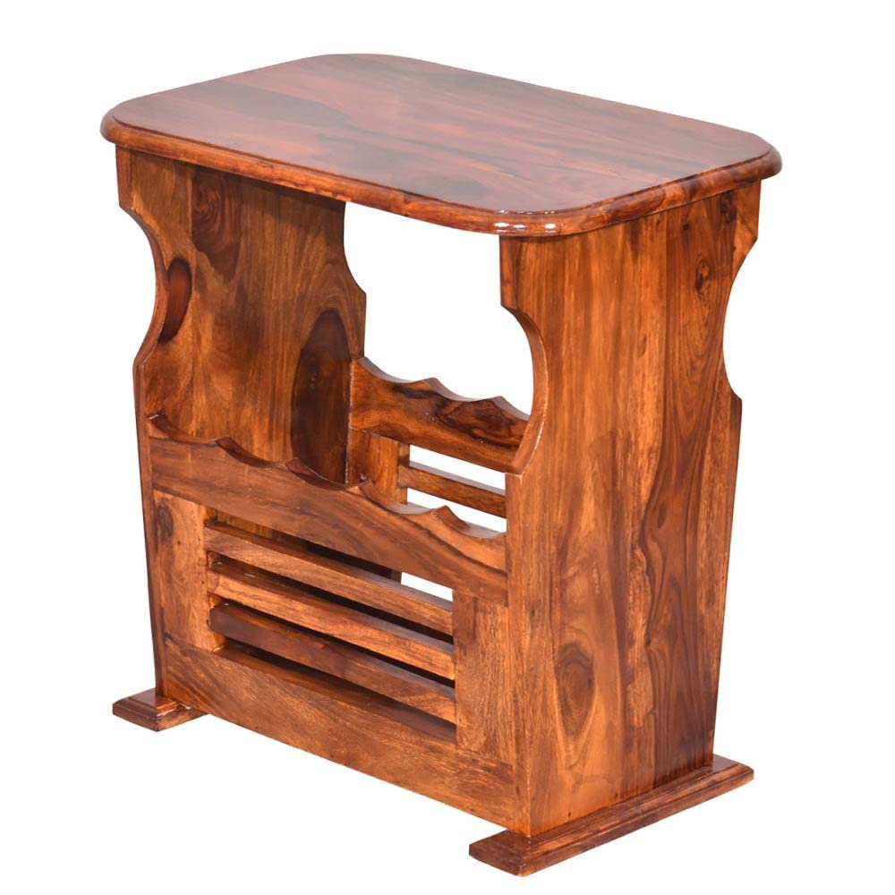 Solid Sheesham Wood Magazine Rack Side Table