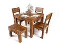 Sheesham Wood 4 Seater Dining Table Set | Carved Panel Design