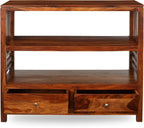 Solid Sheesham Wood Bookshelf with Drawer