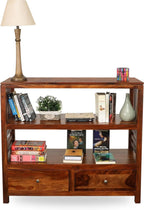 Solid Sheesham Wood Bookshelf with Drawer