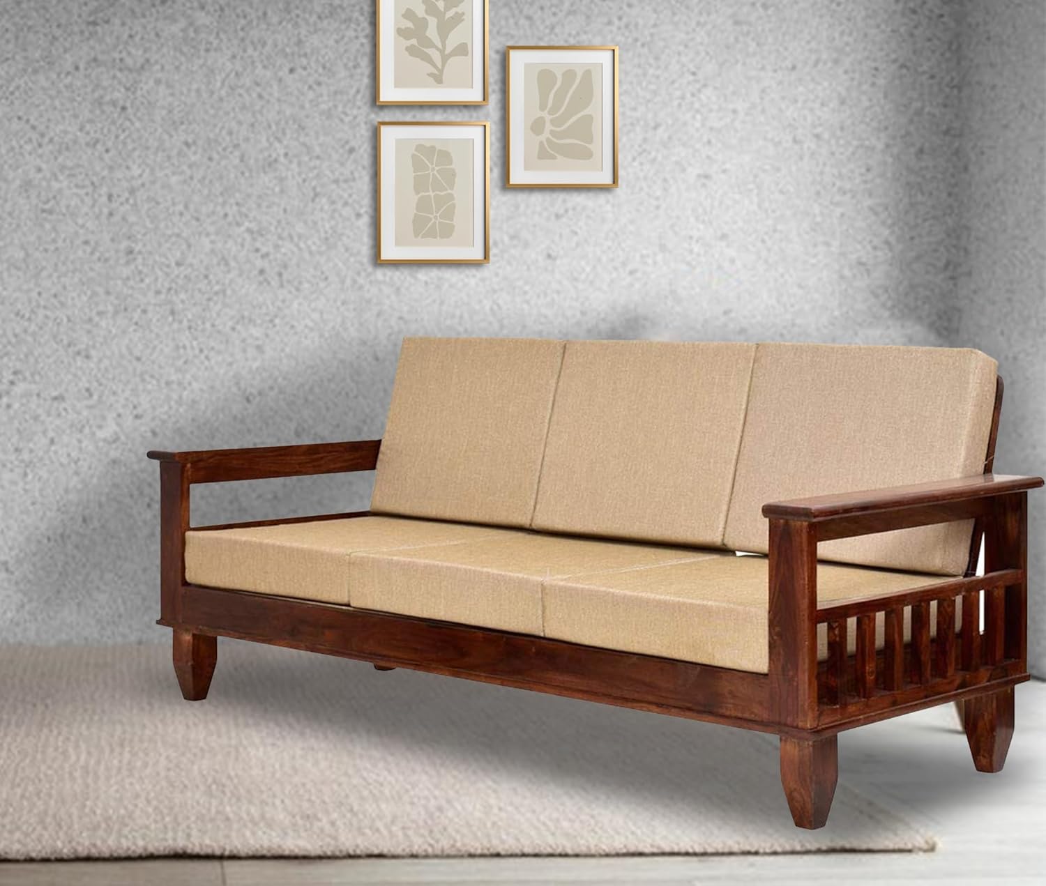 Solid Sheesham Wood 5 Seater Sofa Set |