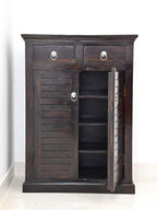 Solid Sheesham Wood Shoe Rack Cabinet with Drawer