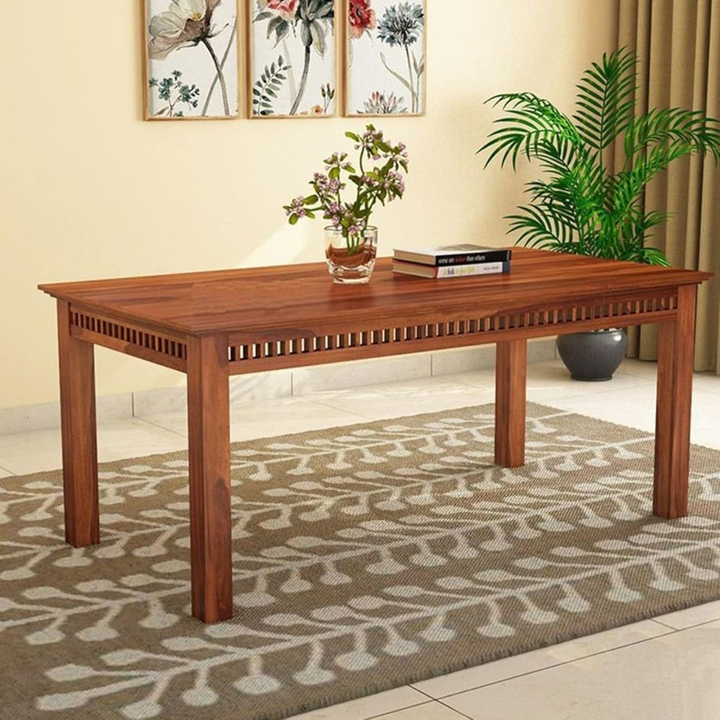 Solid Wood 6 Seater Dining Table – Honey Finish (Without Chairs)