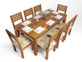 Premium Sheesham Wood 8 Seater Dining Table Set with CNC Carved Chairs | Cushioned Seating