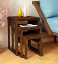 Solid Sheesham Wood Nesting Tables Set of 3