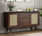 Solid Sheesham Wood Sideboard Cabinet with 3 Drawers & 2 Door Storage