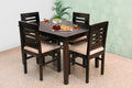 Sheesham Wood 4 Seater Dining Table Set | Modern Slat Back Chairs |