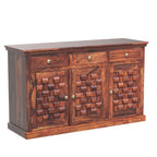 Solid Sheesham Wood Sideboard Cabinet with 3 Drawers & 3 Door Storage