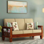 Solid Sheesham Wood 3 Seater Sofa Frame | Wooden Sofa