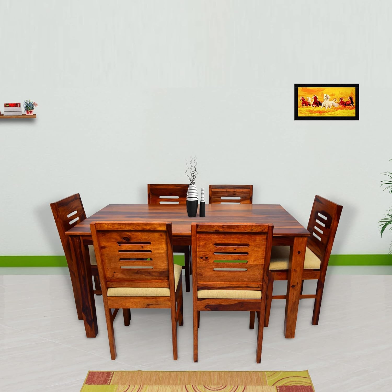Solid Wood 6 Seater Dining Table Set with Chairs – Modern Minimal Design