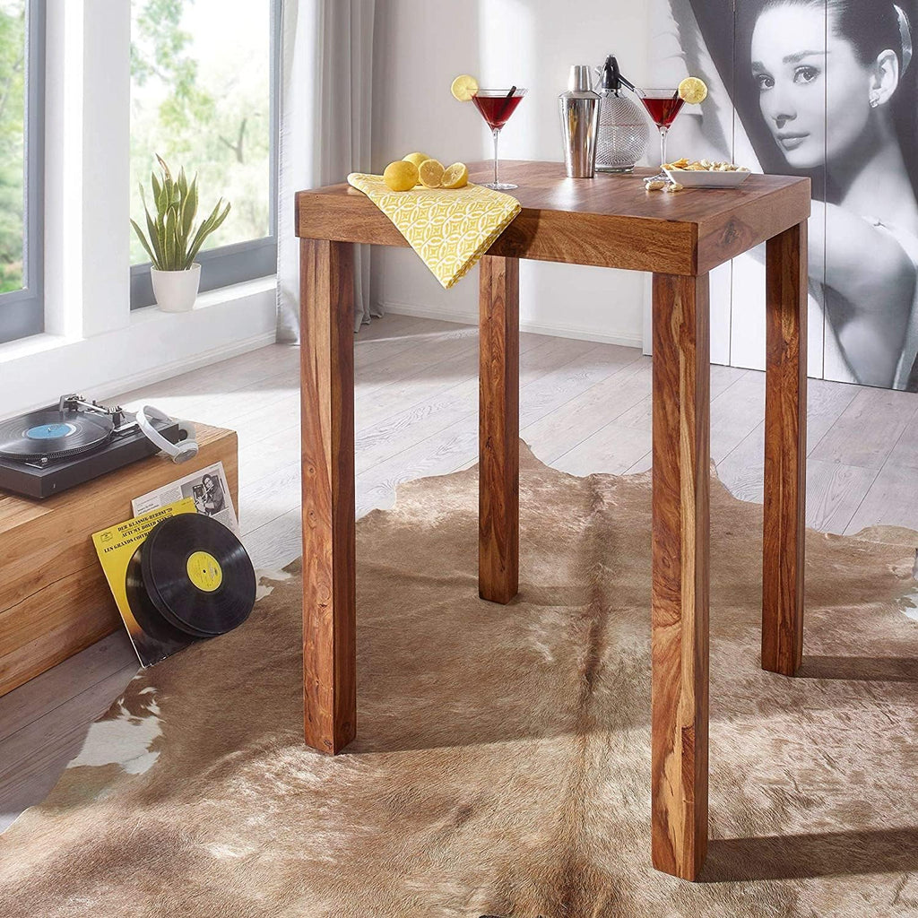 Solid Sheesham Wood Bar Table | High Dining / Pub