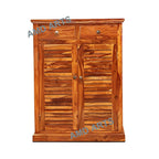 Solid Sheesham Wood Shoe Rack Cabinet with Drawer
