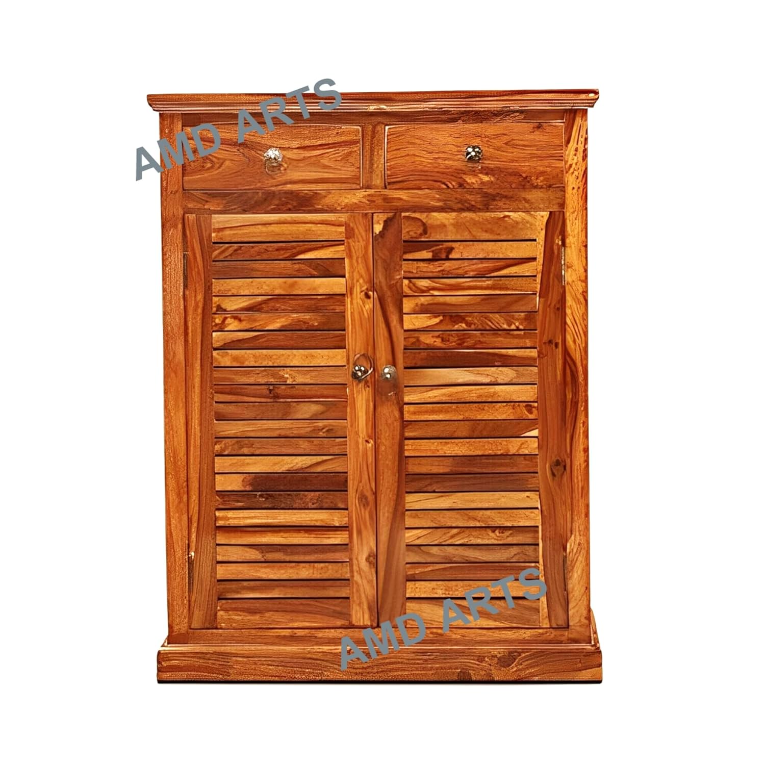 Solid Sheesham Wood Shoe Rack Cabinet with Drawer